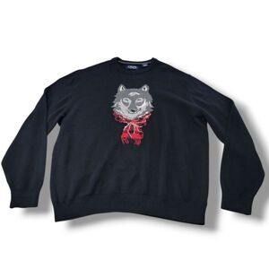 Chaps Sweater Size XXL Men's Chaps Crewneck Pullover Knit Sweater Wolf Knit EUC